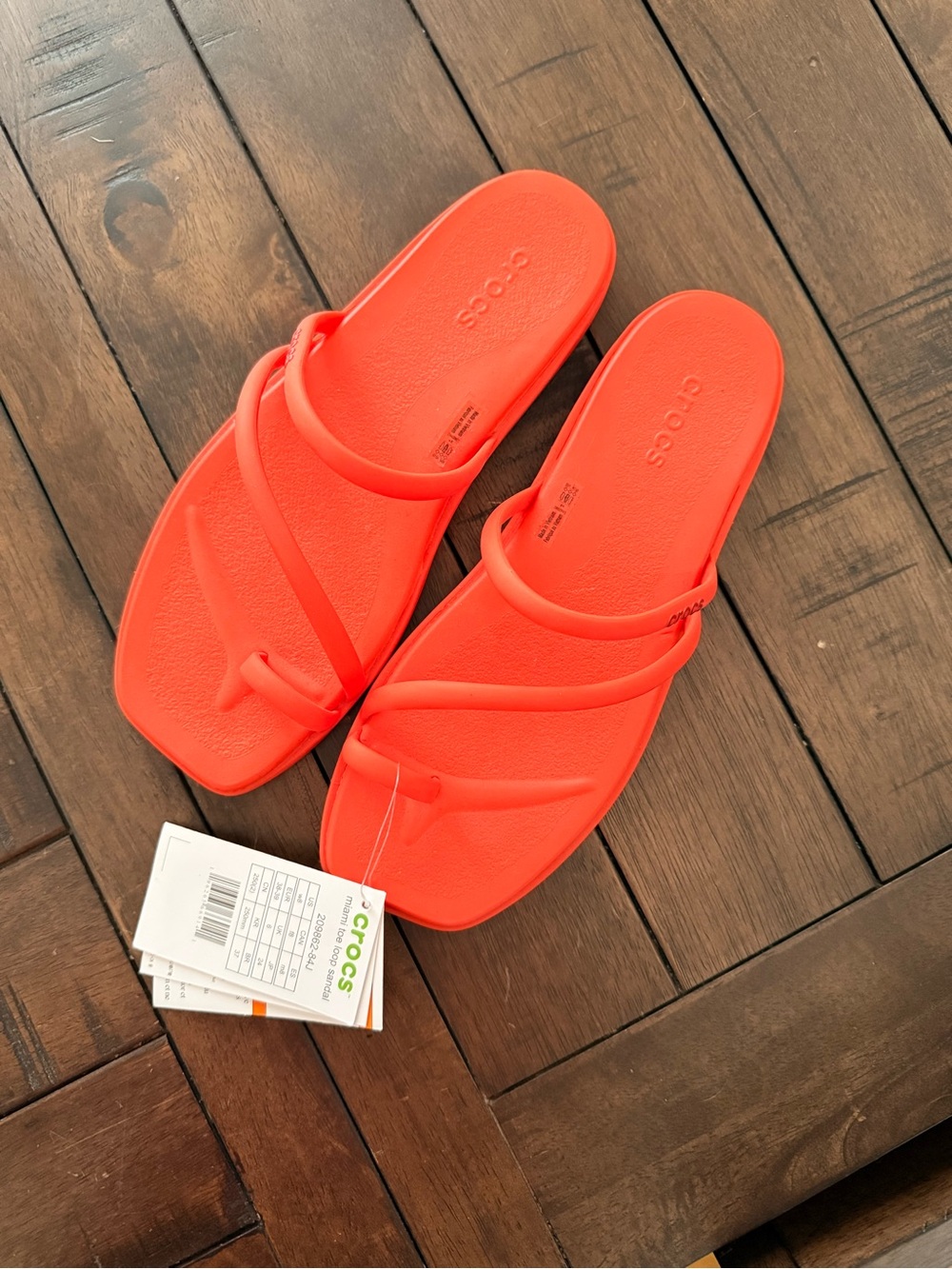CROCS Women’s Miami Toe Loop Sandals- Bright Orange